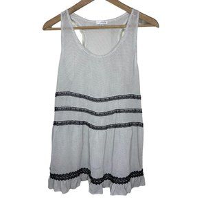Charming Charlie Black and White Polka Dot Ruffled Sleeveless Tank Top